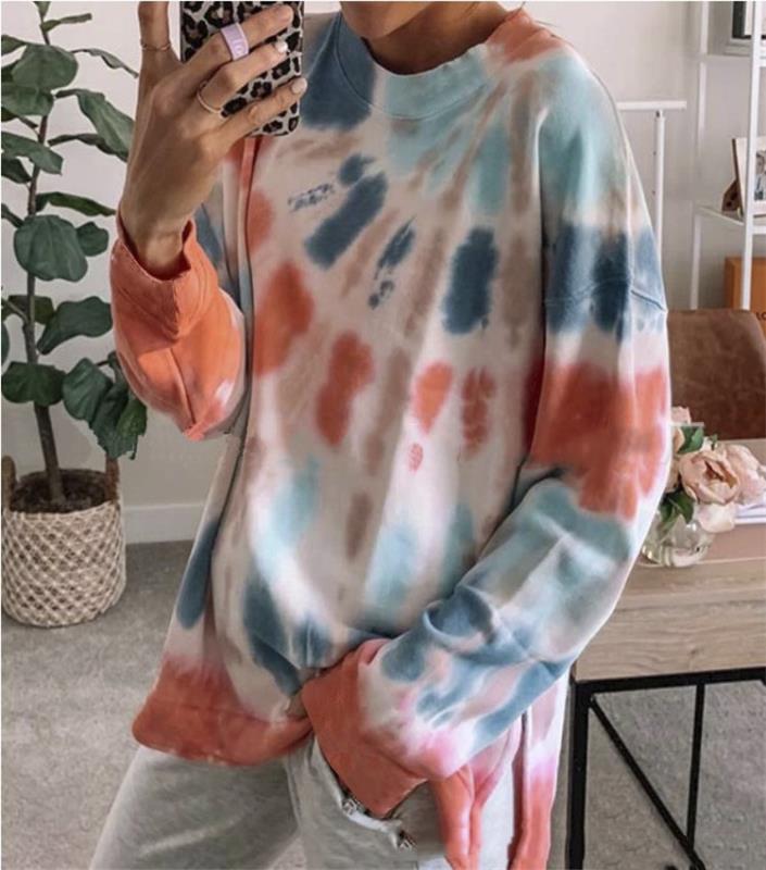 Kvinders afslappede tie-dye sweatshirt med oversized snit og komfortabel rund halsudskæring Stilla
