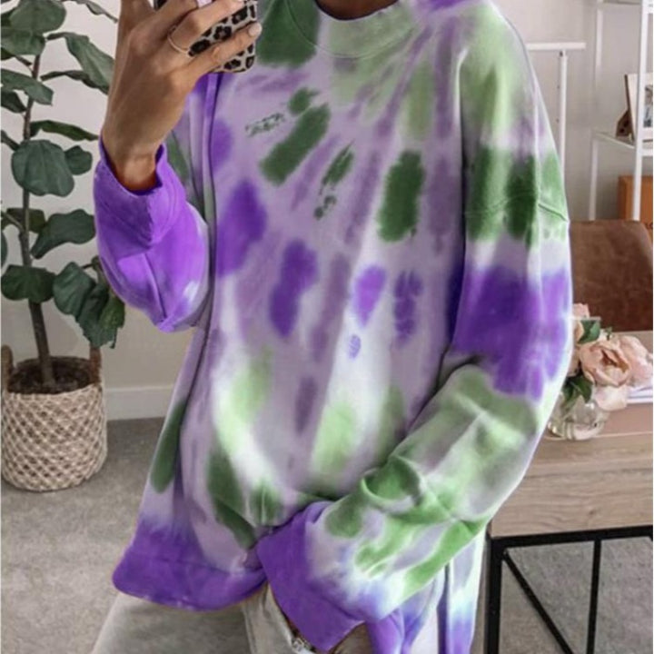 Kvinders afslappede tie-dye sweatshirt med oversized snit og komfortabel rund halsudskæring Stilla