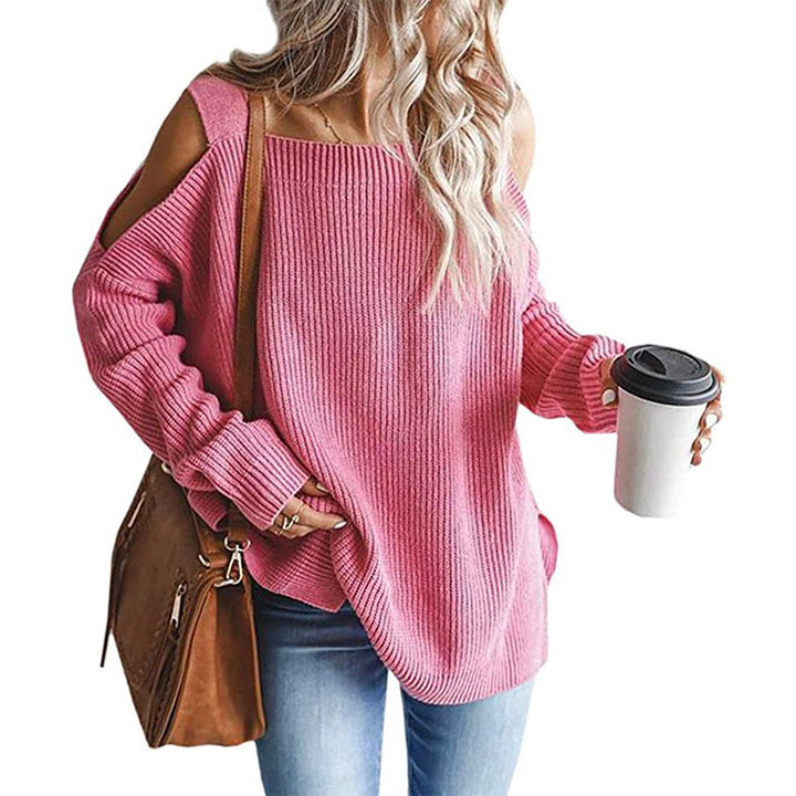 Dame afslappet strikbluse med off-shoulder udskæring Stilla