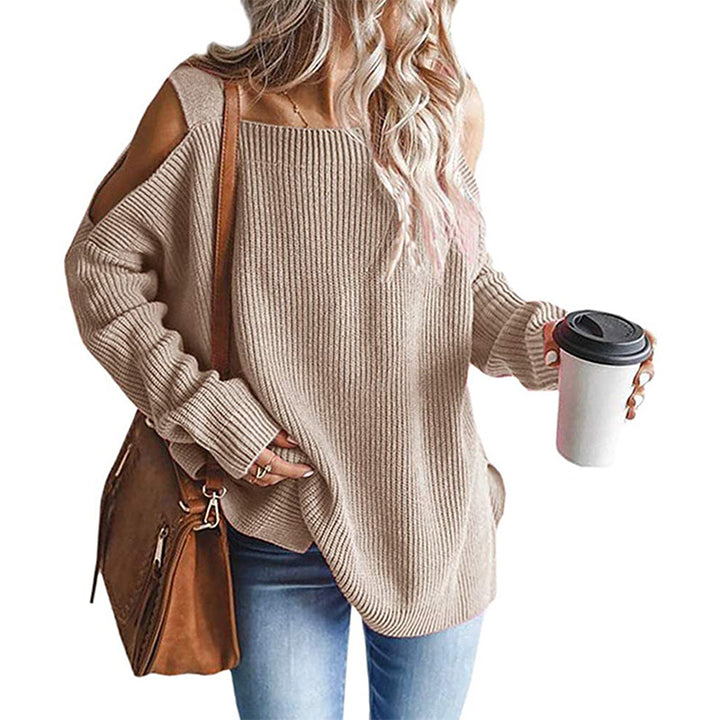 Dame afslappet strikbluse med off-shoulder udskæring Stilla