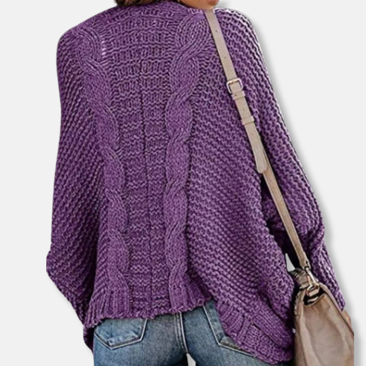 Stilla | Uld Oversized Cardigan Ribbede Åben Frontlommer Cardigan