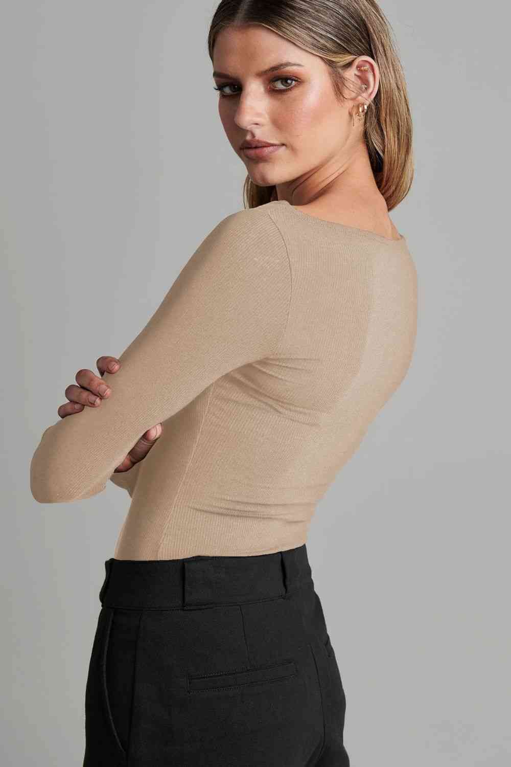 Stilla | Ribbet Langærmet Bodysuit