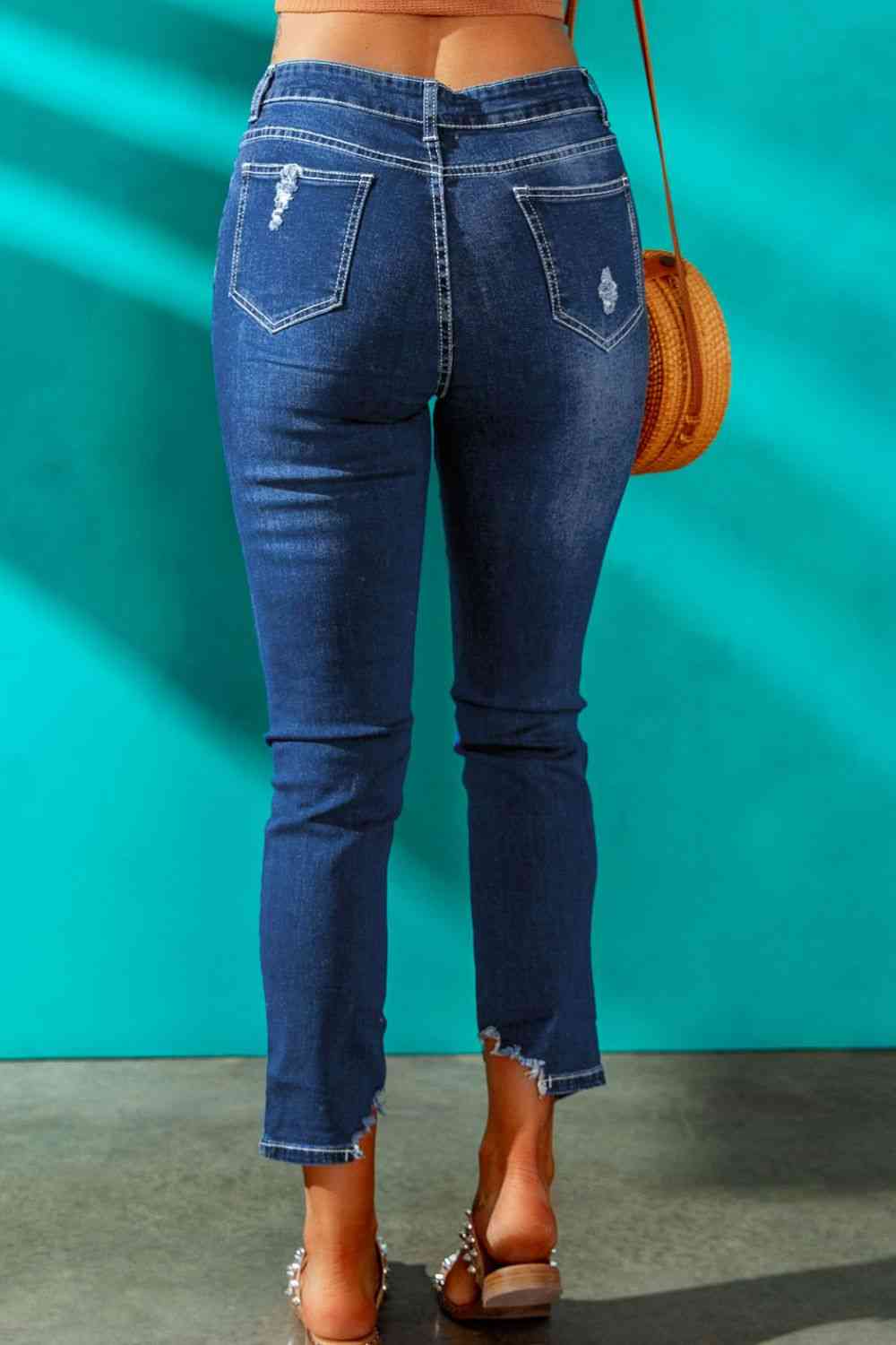 Stilla | Høj Talje Distressed Hem Detail Jeans