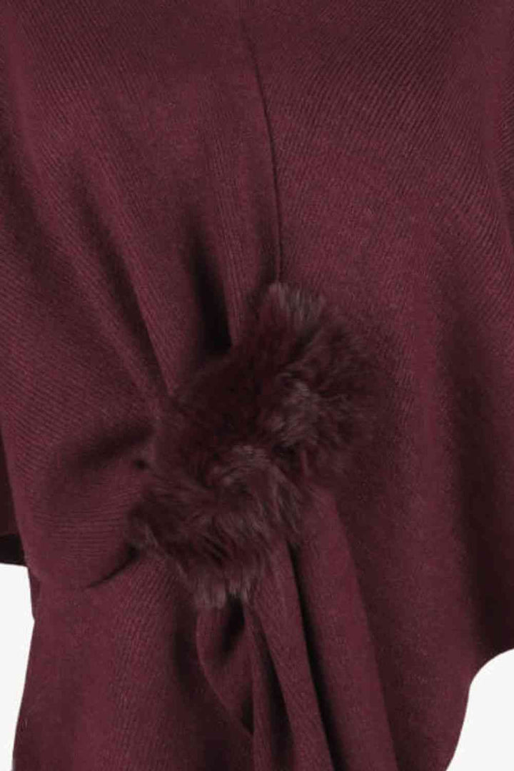 Stilla | Hals Pom-pom Trim Poncho