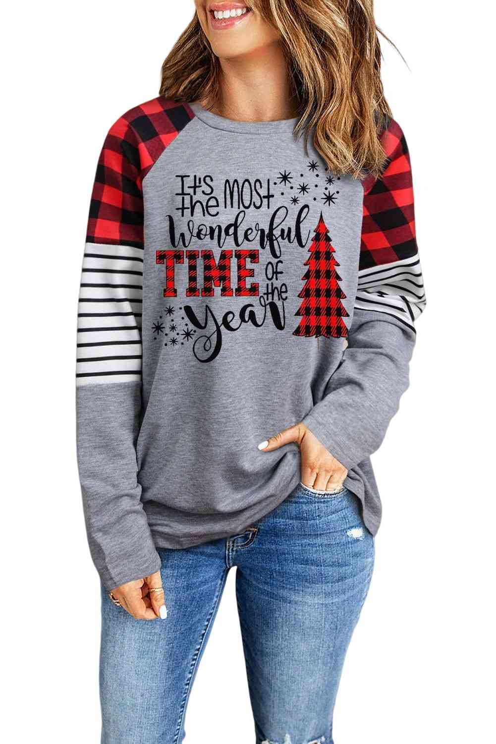 Stilla | Mixed Print Letter Graphic Raglan Ærme Top