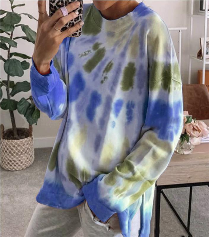 Kvinders afslappede tie-dye sweatshirt med oversized snit og komfortabel rund halsudskæring Stilla
