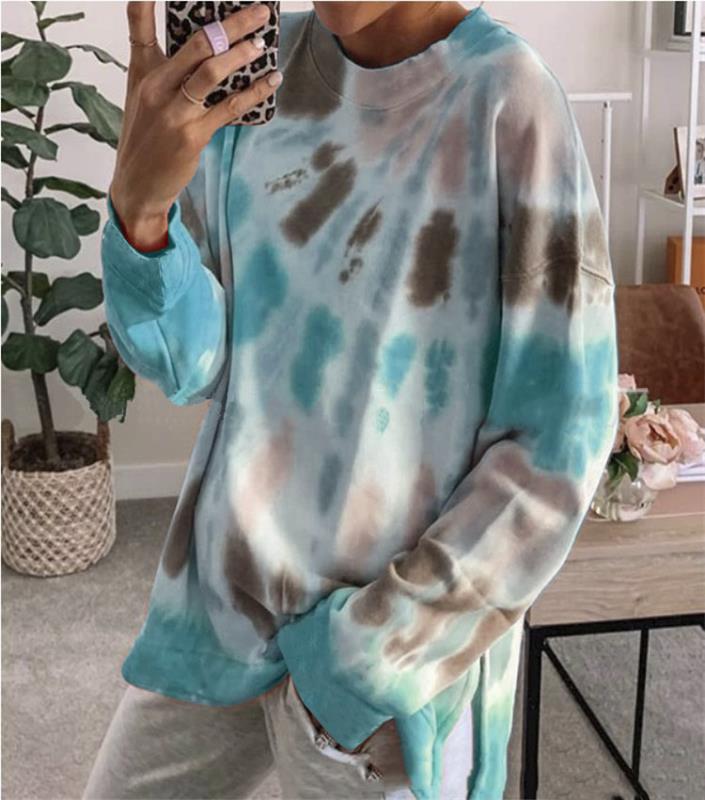 Kvinders afslappede tie-dye sweatshirt med oversized snit og komfortabel rund halsudskæring Stilla