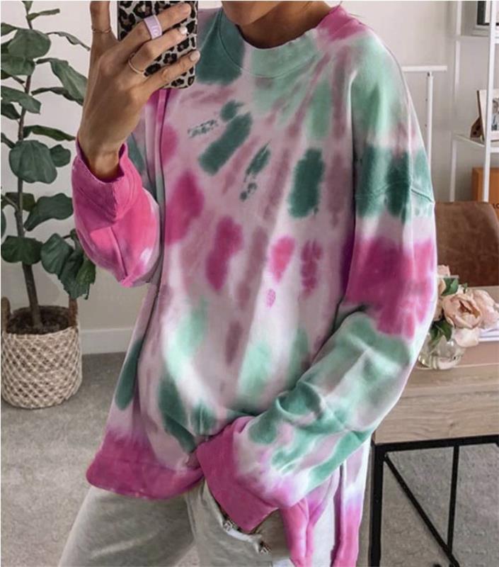 Kvinders afslappede tie-dye sweatshirt med oversized snit og komfortabel rund halsudskæring Stilla