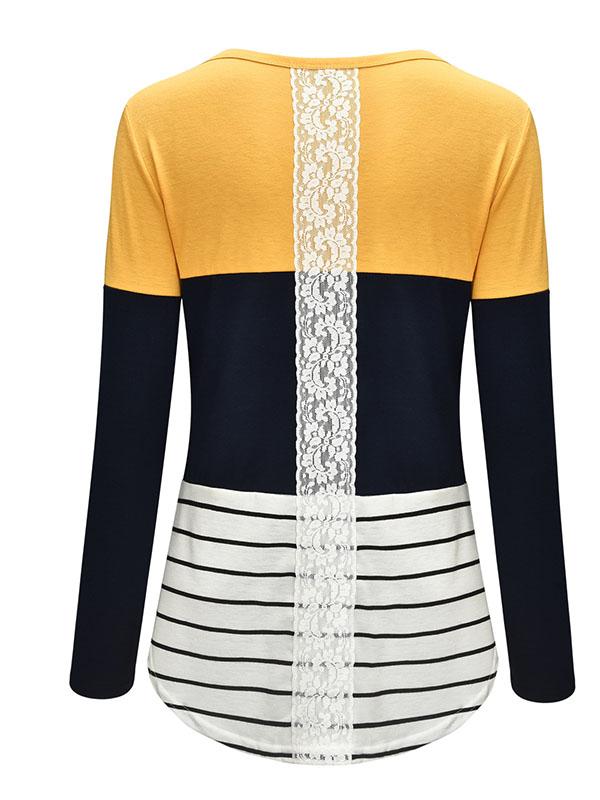 Stilla | Ammende T-shirt Rund Hals in Blonde Patchwork Med Leopardprint in Striber, Ammestil
