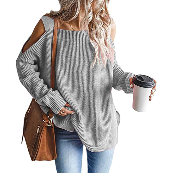 Dame afslappet strikbluse med off-shoulder udskæring Stilla