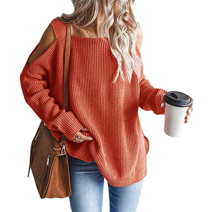 Dame afslappet strikbluse med off-shoulder udskæring Stilla