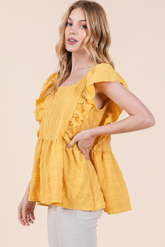 Stilla | Ærme Tekstureret Peplum Top