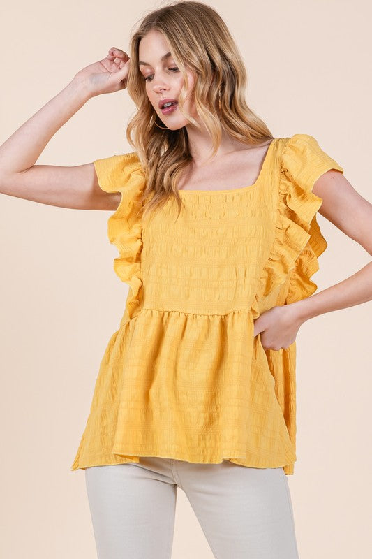 Stilla | Ærme Tekstureret Peplum Top