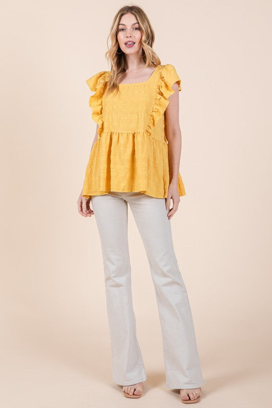Stilla | Ærme Tekstureret Peplum Top