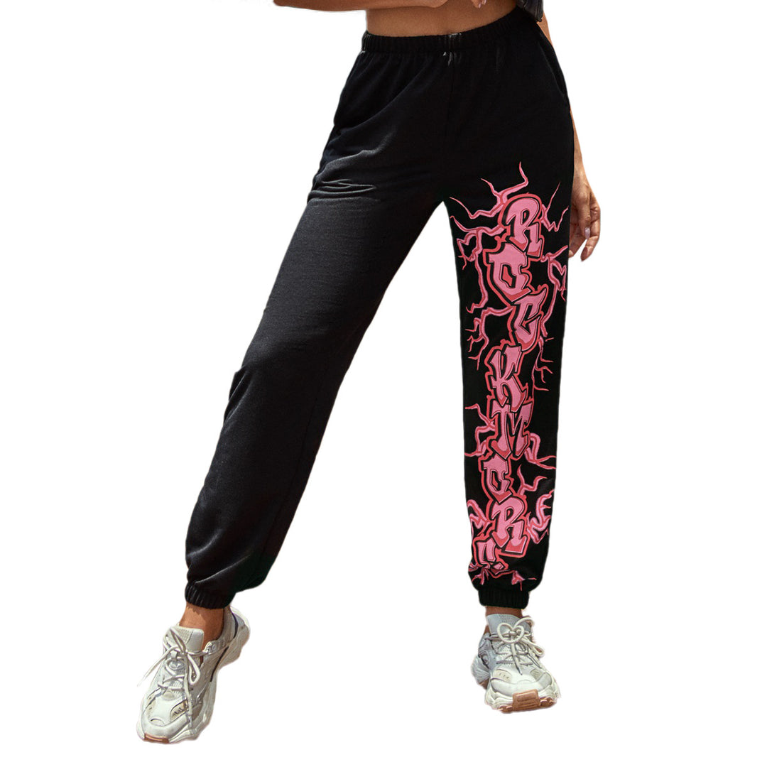 Kvinders afslappede sweatpants med kontrast grafisk print på siden Stilla