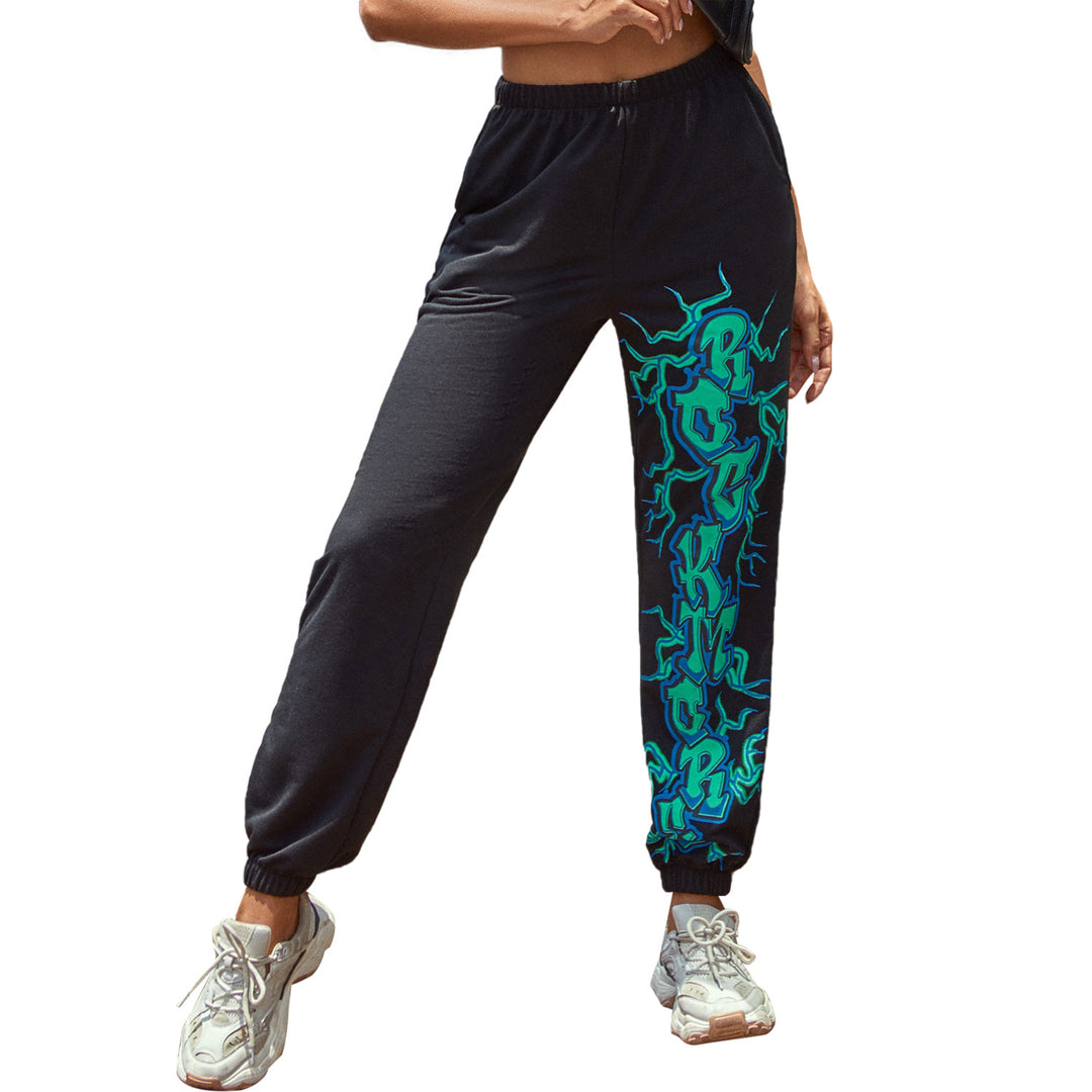Kvinders afslappede sweatpants med kontrast grafisk print på siden Stilla