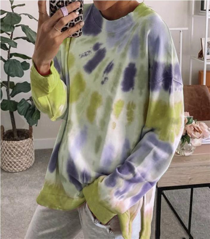 Kvinders afslappede tie-dye sweatshirt med oversized snit og komfortabel rund halsudskæring Stilla