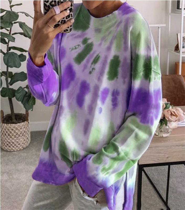 Kvinders afslappede tie-dye sweatshirt med oversized snit og komfortabel rund halsudskæring Stilla