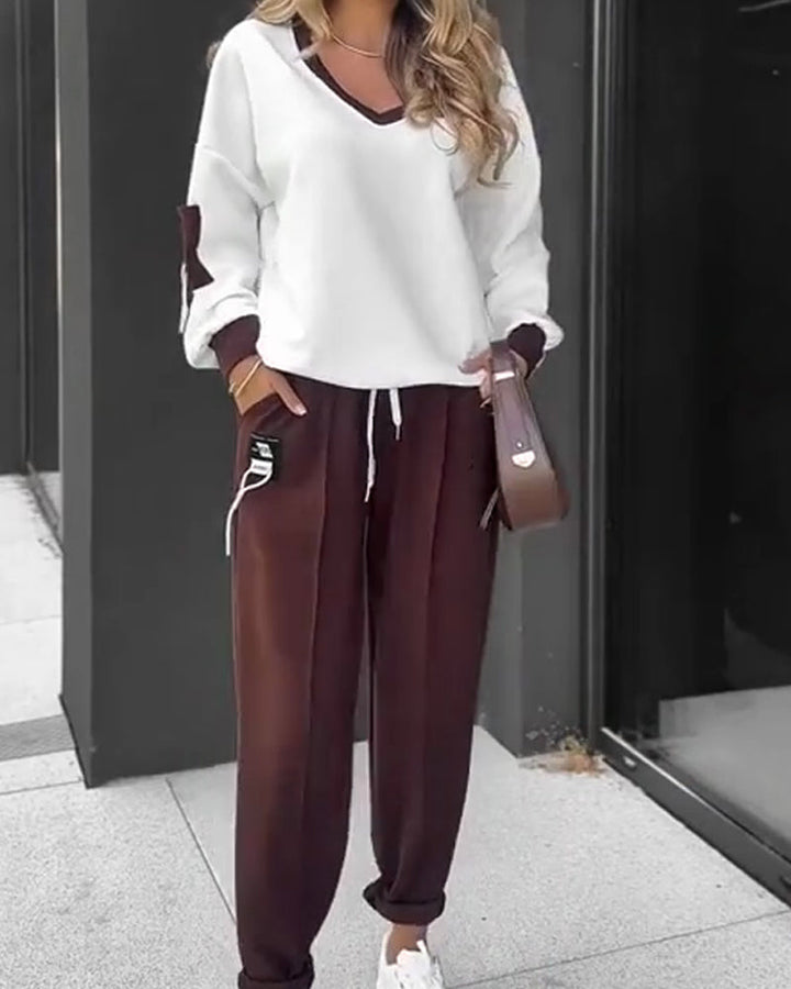 Stilla | Blok Sweatshirt og Joggingbukser Sæt