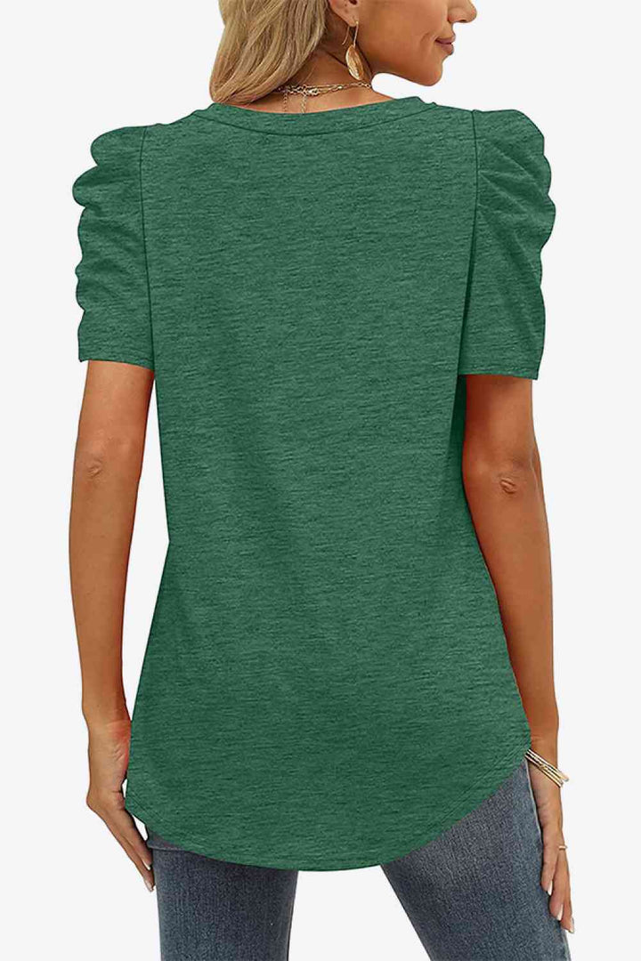 Stilla | Hals Puff Ermel T-shirt