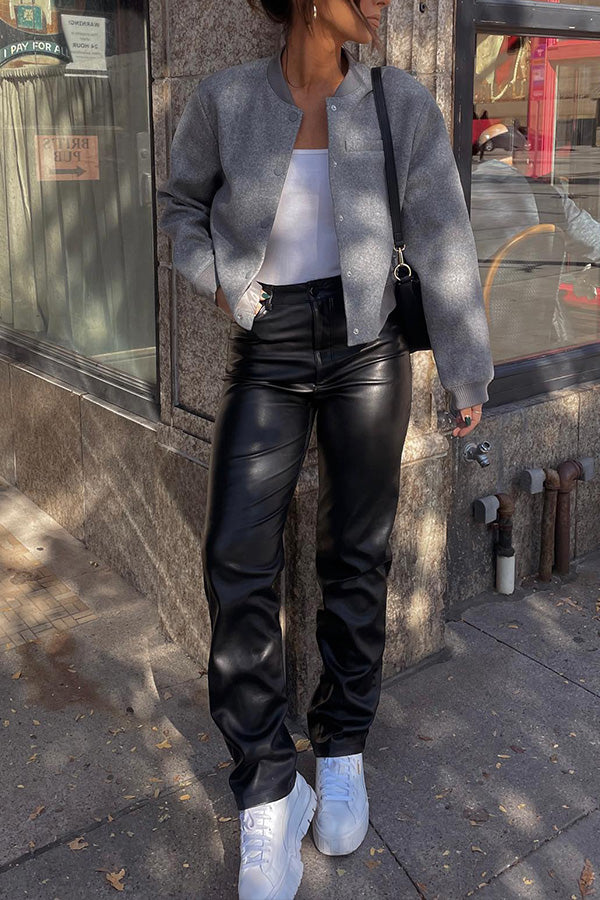Stilla | Baseball-Shirt løst afslappet Cardigan-jakke