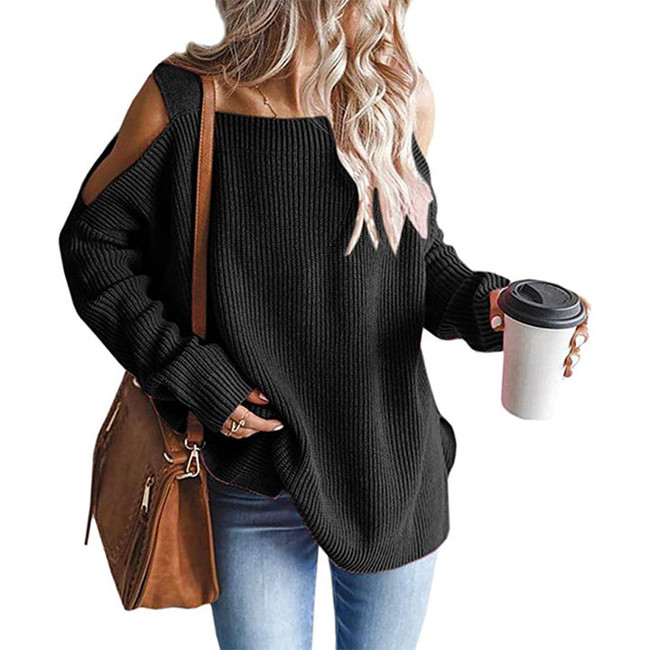 Dame afslappet strikbluse med off-shoulder udskæring Stilla
