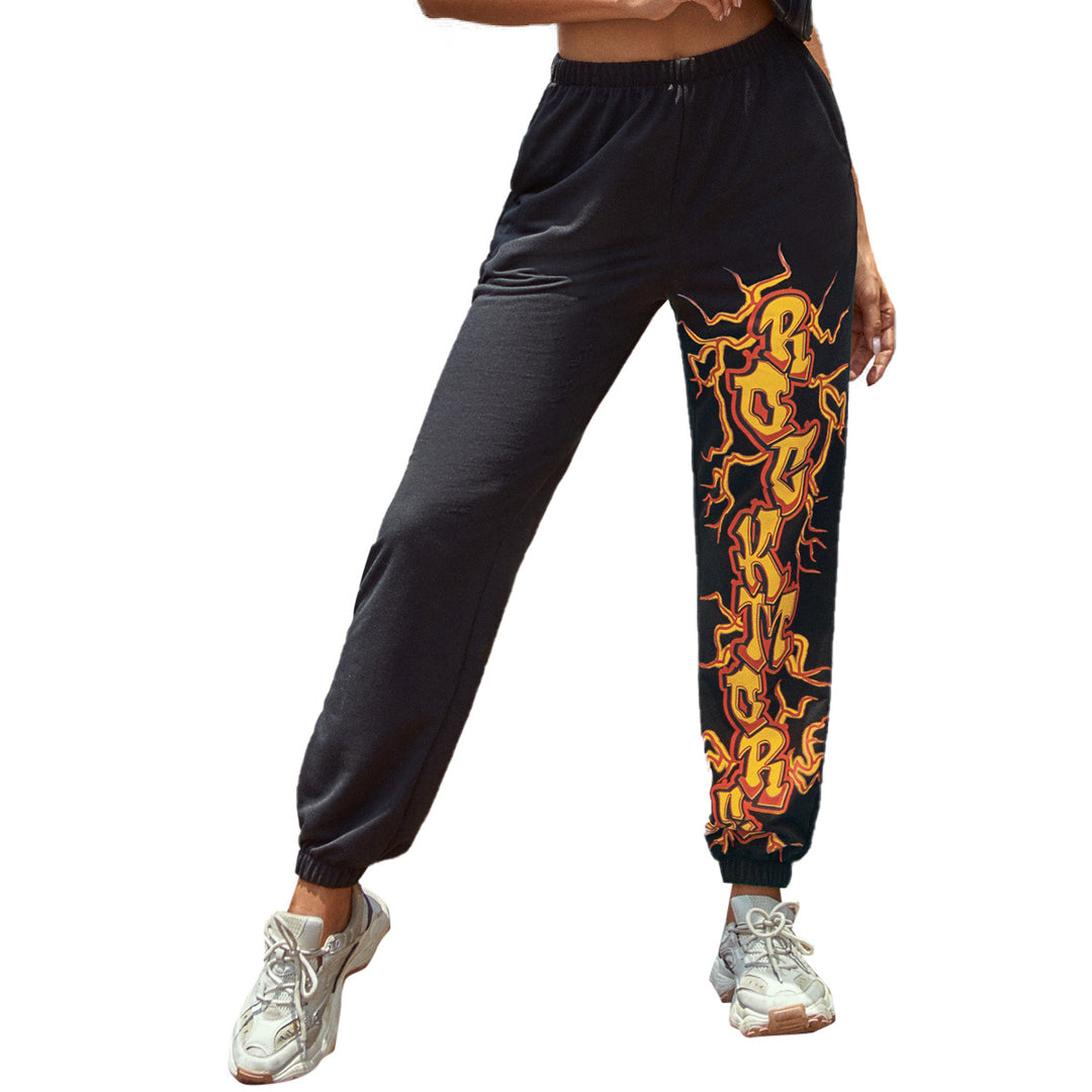 Kvinders afslappede sweatpants med kontrast grafisk print på siden Stilla