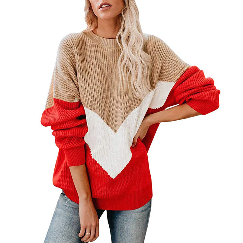 Dame oversized striktrøje med innovativt farveblokdesign Stilla