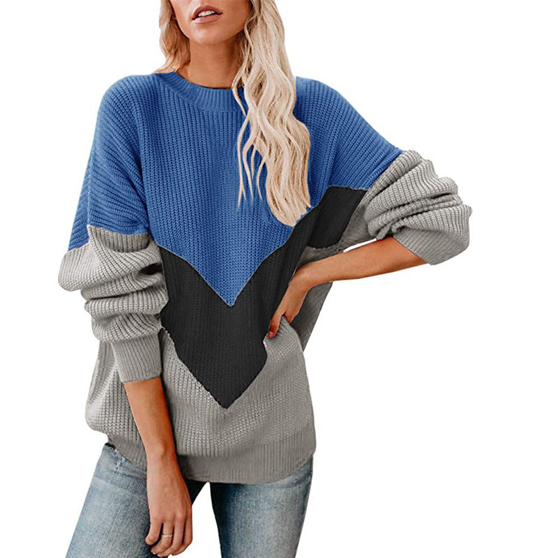 Dame oversized striktrøje med innovativt farveblokdesign Stilla
