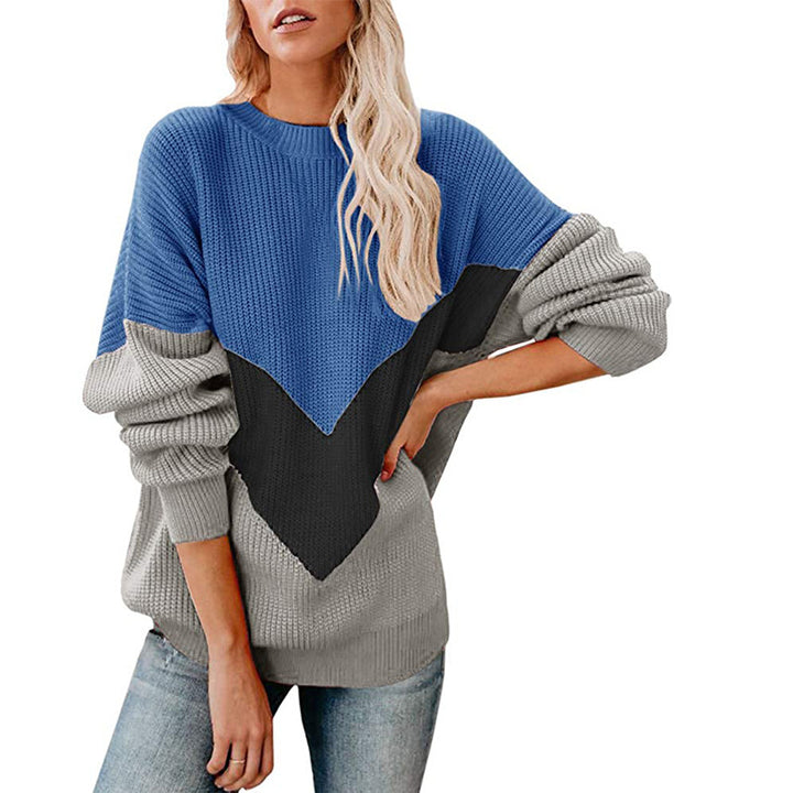 Dame oversized striktrøje med innovativt farveblokdesign Stilla