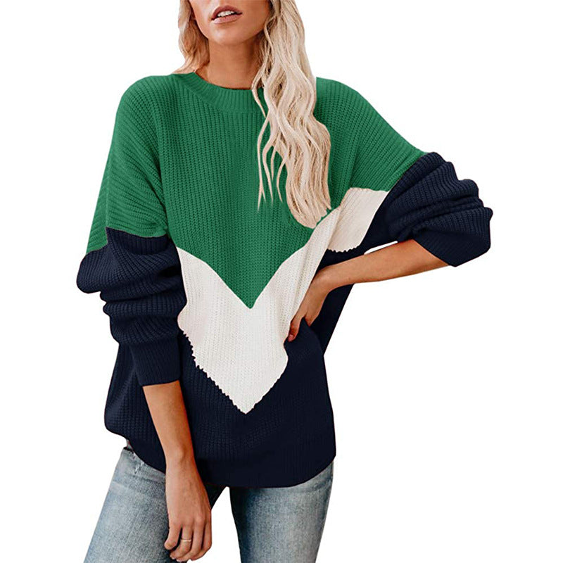 Dame oversized striktrøje med innovativt farveblokdesign Stilla