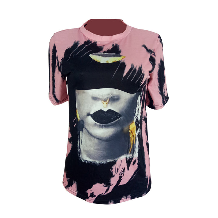 Damer Casual T-shirt med kunstnerisk grafiktryk og moderne snit Stilla