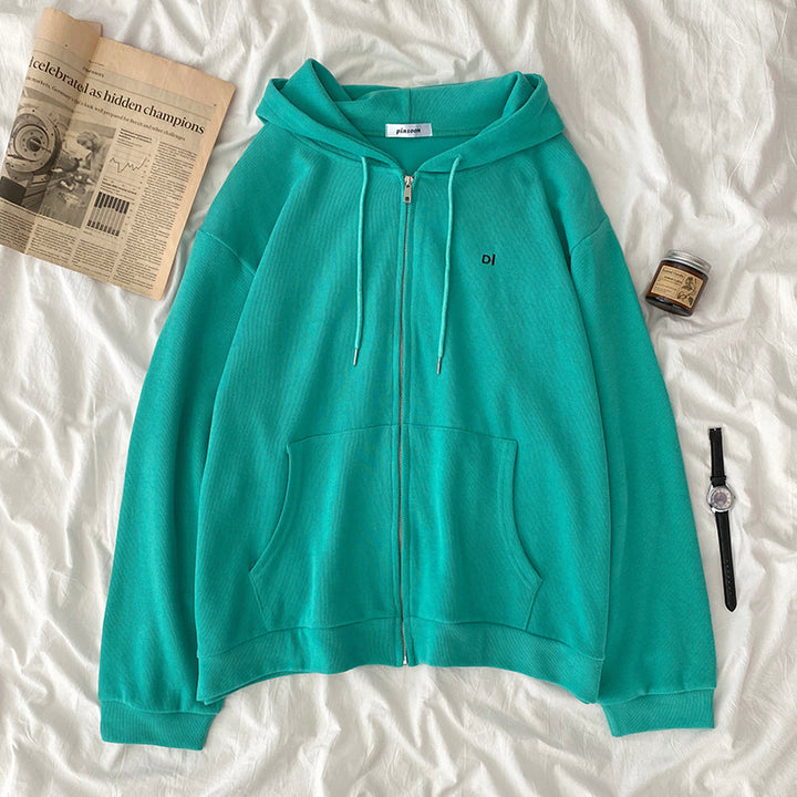 Dame casual hoodie med fuld lynlås og praktiske sidelommer Skovae