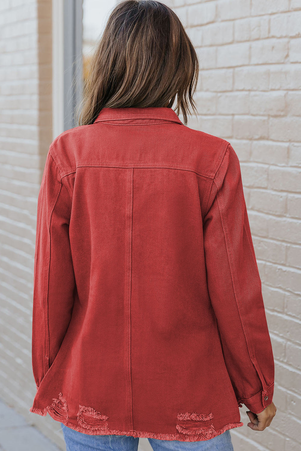 Stilla | Raw Hem Snap Down Denim Jakke