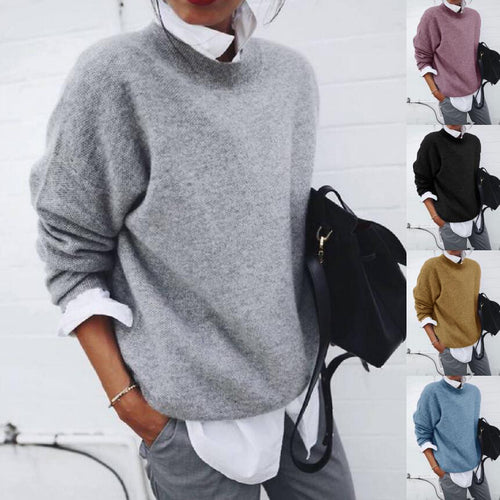 Kvinder hyggelig rund hals sweater lavet af fint strikket blanding Stilla