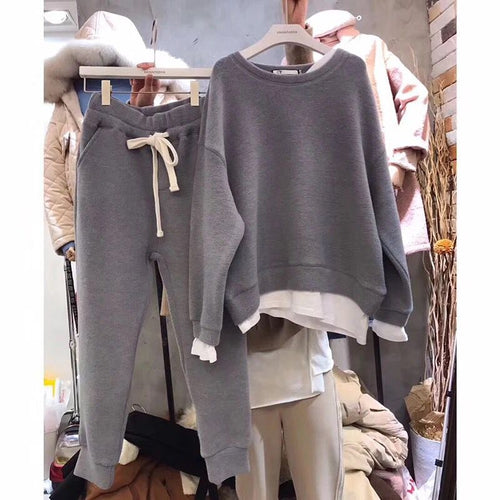 Kvinders afslappede fritids sportsæt med oversized sweater og afslappede joggers Skovae