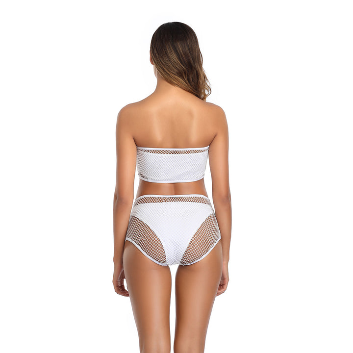 Dame Bandeau Bikini med mesh-detaljer og høj taljebukser Stilla