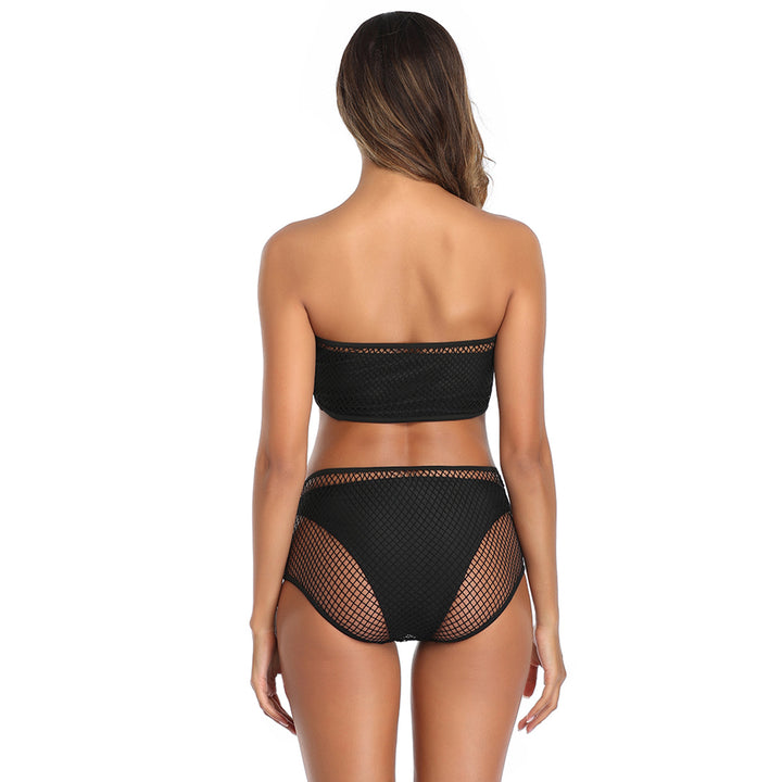Dame Bandeau Bikini med mesh-detaljer og høj taljebukser Stilla