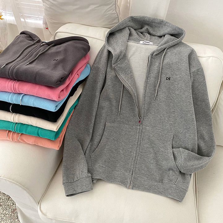 Dame casual hoodie med fuld lynlås og praktiske sidelommer Skovae