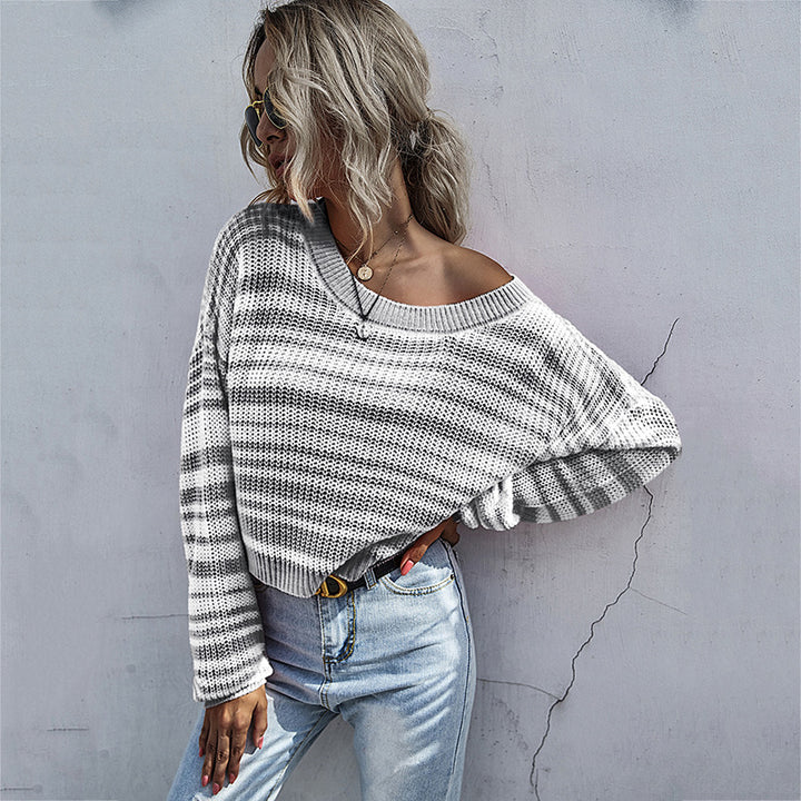 Dame løs strikpullover med XL-snit og asymmetrisk udskæring Stilla