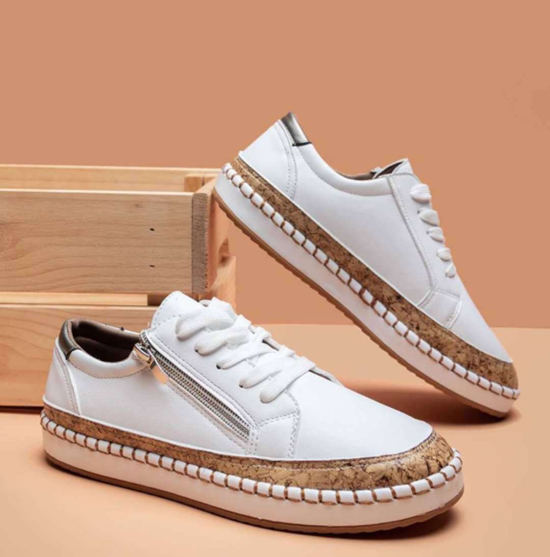 Dame sneakers med moderne blomsterbroderi og komfortabel lynlås Stilla