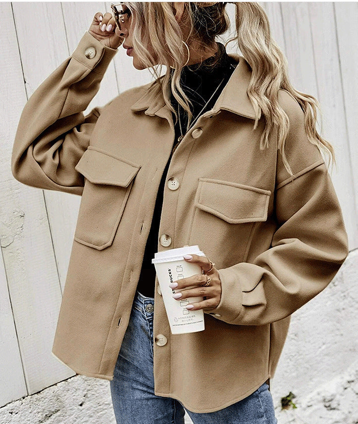 Stilla | Jakke Oversized Fit Blød Tekstureret Kvalitet Knaplukning Store Lommer