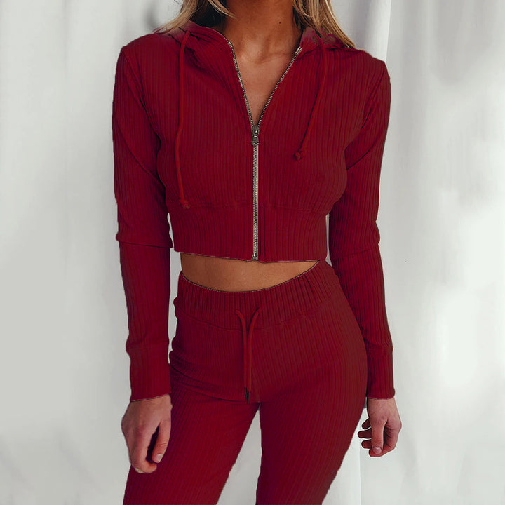 Dame Sportsligt Crop Hoodie og Leggings-Sæt Stilla