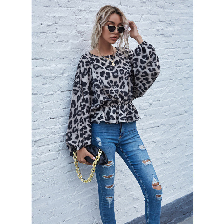 Dame Tierprint Peplum-top Stilla