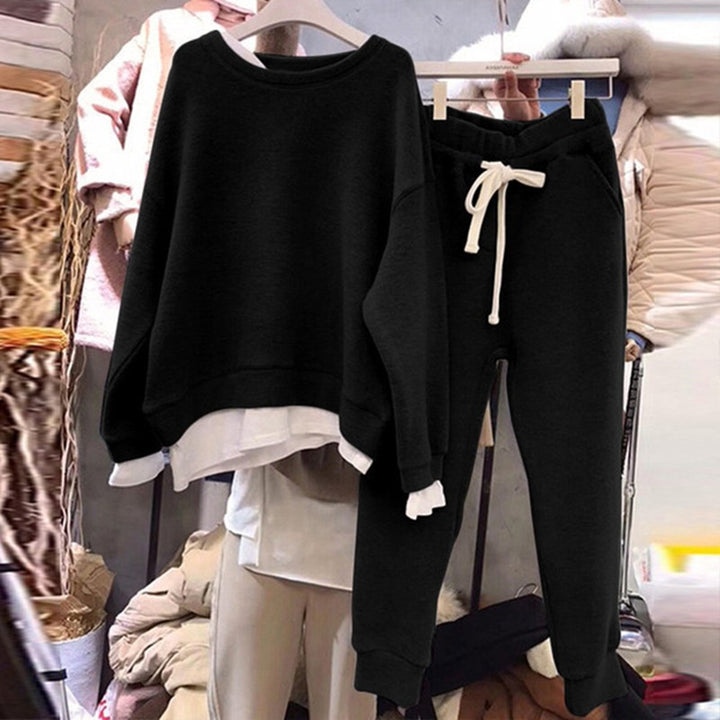 Kvinders afslappede fritids sportsæt med oversized sweater og afslappede joggers Skovae