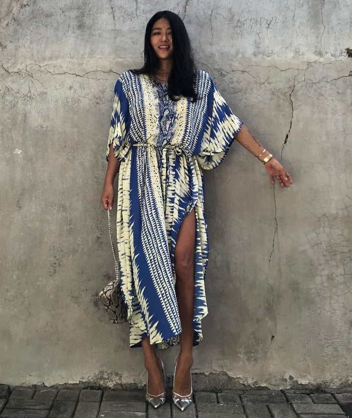 Dame Kaftan med boho-inspireret mønster og løs pasform Stilla
