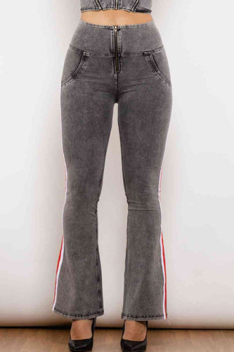 Stilla | Stribet Høj Talje Lynlås Lukning Jeans