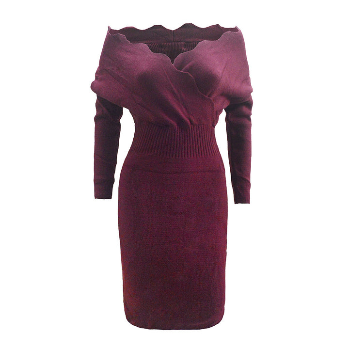 Dame Off-Shoulder Strik Bodycon Kjole Stilla