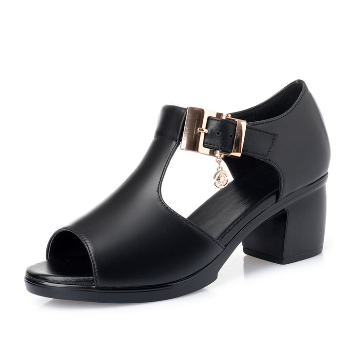 Dame elegante Peep-Toe sandaler med modestrap og dekorerende spænde Stilla