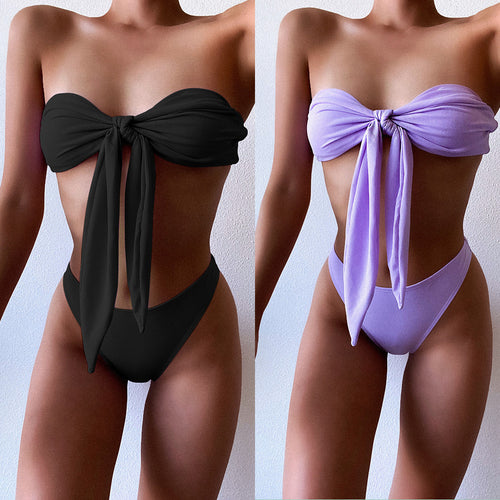 Damer Bandeau-bikini med sløjfedetalje Skovae